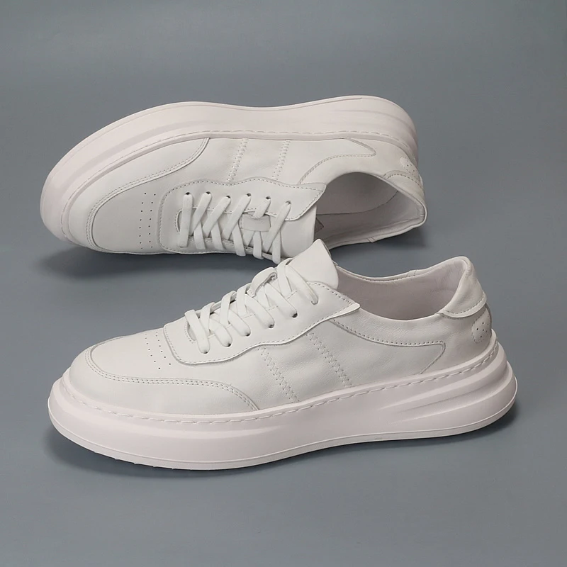 

Новые повседневные туфли для скейтборда, модная трендовая обувь для повышения комфорта, кожаные туфли на толстой подошве, Мужские дышащие модные туфли