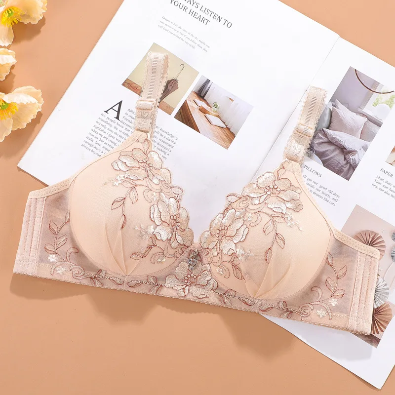 Bralette Push Up Bras for Women Underwear Vintage Floral Print Adjustable Sexy Lingerie Brasieres Para Mujer Sutian Feminino