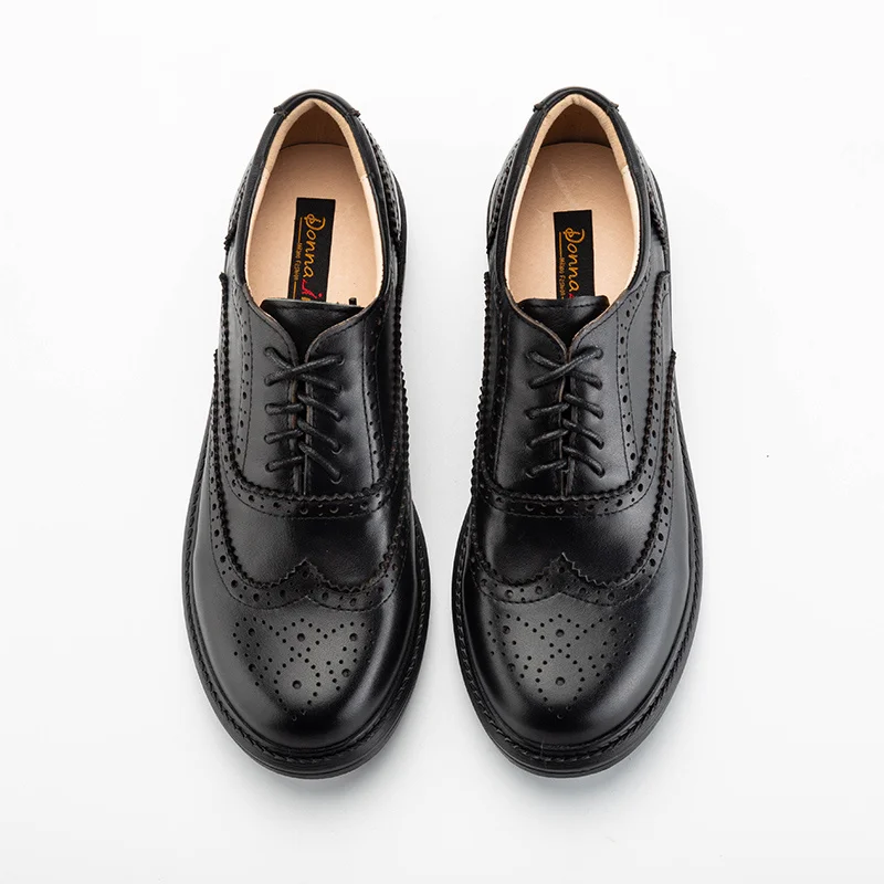 DONNAIN 2022 British Style Oxford Shoes Women Brogue Carved Lace up ...