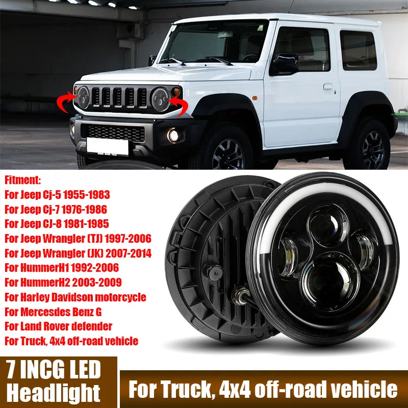 Высококачественные фонари головного света 7 дюймов, круглые фонари головного света для Jeep светодиодный, 7,8/ Wrangler TJ,JK для Mercesdes Benz G для грузовика Harley