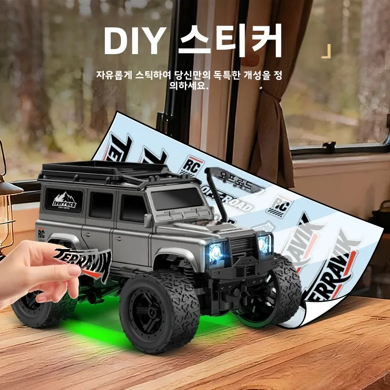 1:64 풀 프로포셔널 데스크탑 오프로드 RC 자동차, 2단 속도, 30 °   등산용, LED 조명, C타입 충전, 어린이용 트레일러 포함