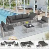 7 Pieces Outdoor Patio Furniture Set, Wicker Outdoor Sectional Conversation Couch Set with Adjustable Backrest Sofa 1