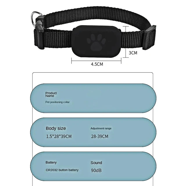Waterproof Pet GPS Tracker - Dog & Cat Locator, Durable Silicone Collar, Lost Pet Recovery, No Subscription, iOS Android Compati
