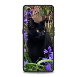 Custodia per telefono con Gatto Nero che Fissa - Protezione Sleek e Stile