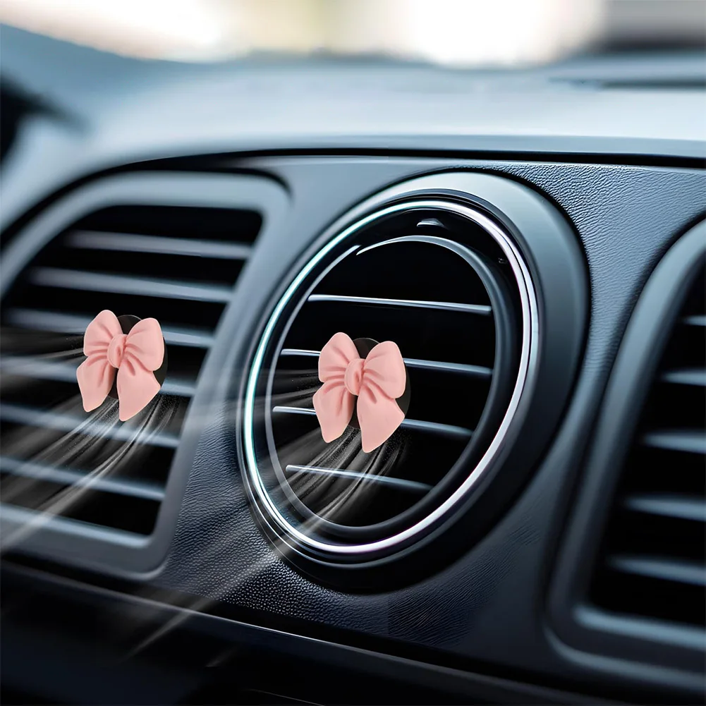 7Pcs Pink Bow Car Air Vent Freshener Clip Reusable Air Condition Vent Decoration for Car Interior Decoration Accessories