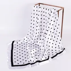 Luxurious Women's Silk Satin Square Scarf - Elegant 90×90cm Neckerchief & Hair Accessory - 90X90cm (White)