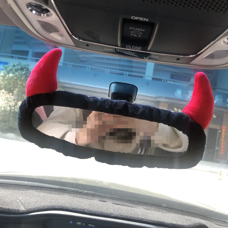 Carbon Fiber Mirror Cover Rearview Mirror Cover Rearview Mirror Adorable Rabbit Car Rearview Mirror Cover Cute Creative Korean Character Mirror Cartoon Reversing Decoration Female