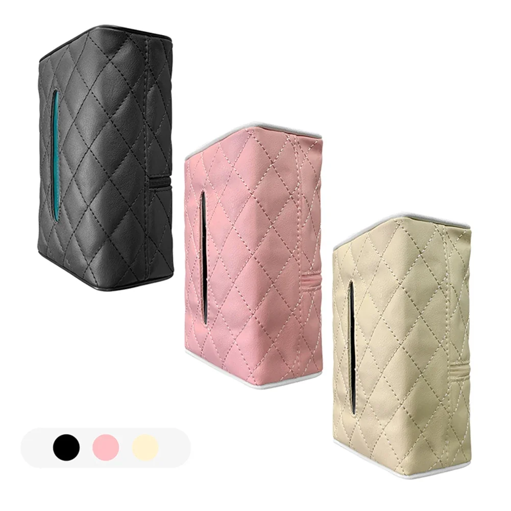 Car Leather Tissue Box Holder Auto Interior Storage
