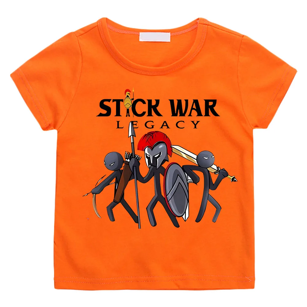 Hot Game Stick War Cartoon Graphic T-shirt Kids Baby Girls Cartoon Short Sleeve Clothes Boys Streetwear Soft Camisetas Tee-shirt 3