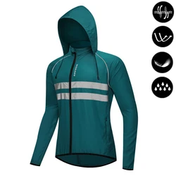 Men's Packable Windproof Reflective Cycling Windbreaker Jacket for Running, Biking, Hiking, and Riding (BL225-Q Hooded)
