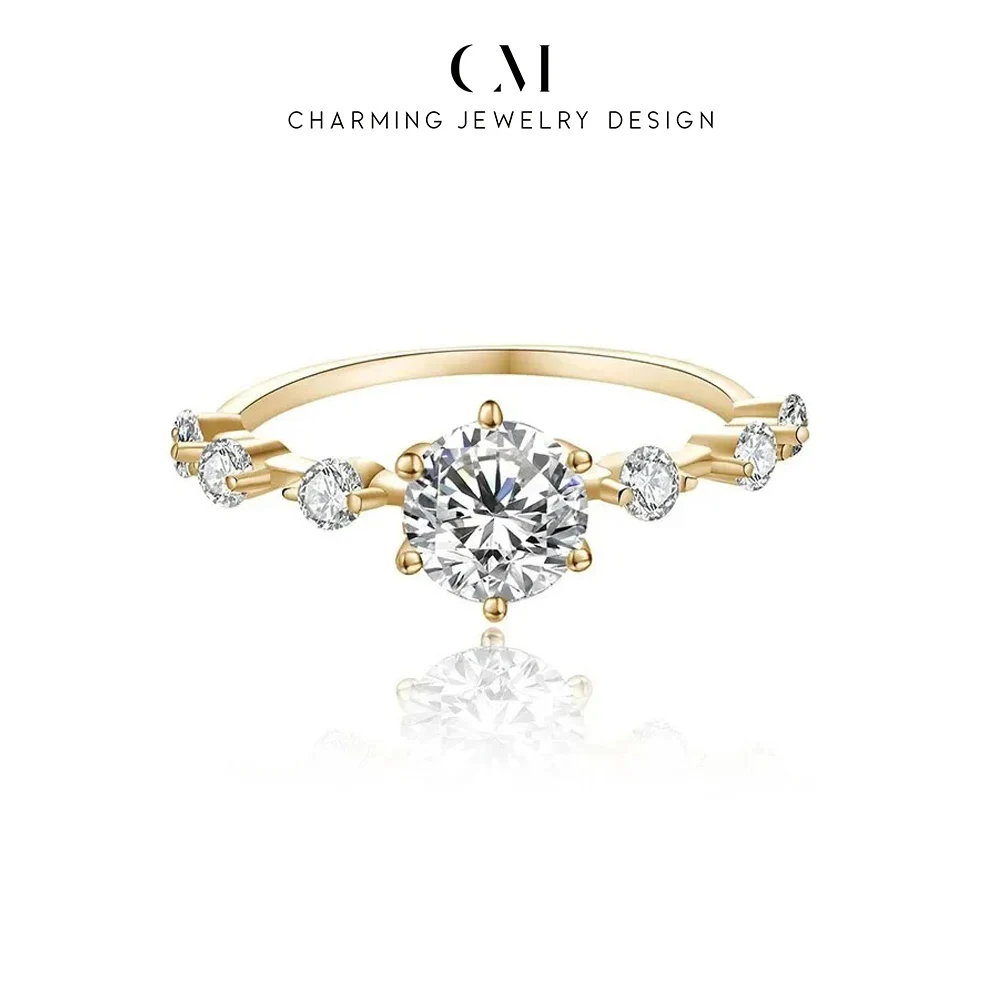 Женское кольцо из серебра 6,5 пробы с муассанитом, 925 мм