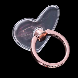 Diamond Glitter Transparent Phone Ring Holder and Stand with Finger Grip and Kickstand Functionality (A - Heart)