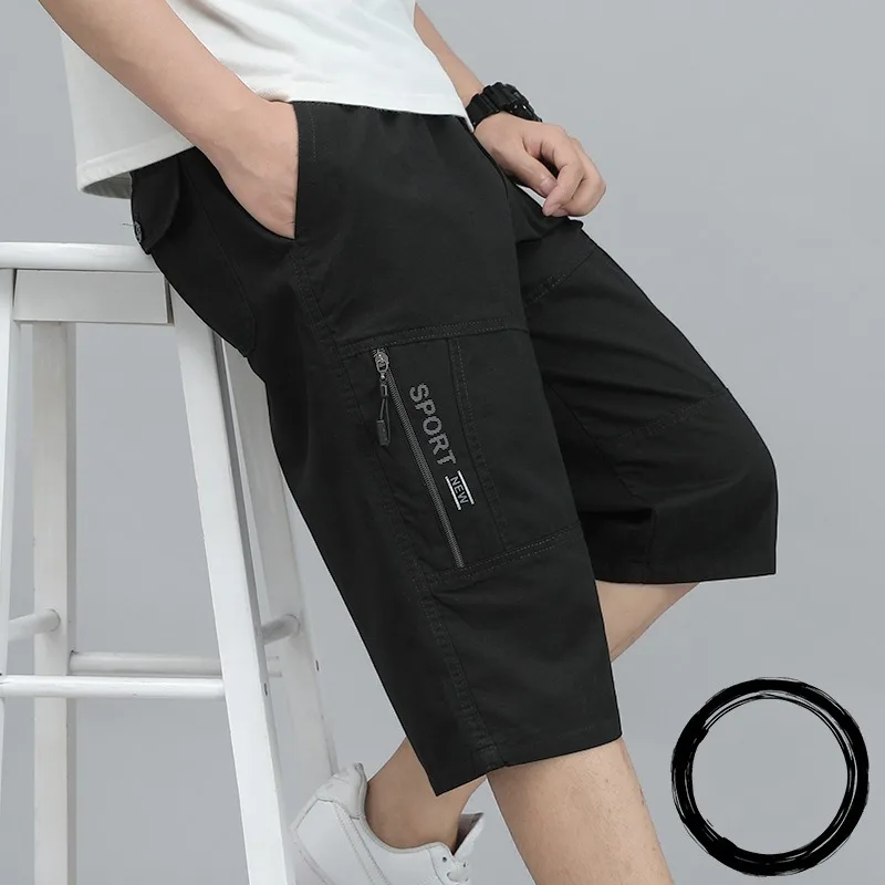 Y2k Trousers Shorts Man Breeches Cotton Loose Quarter Beach Sweatpants Summer Casual Oversized Fashion Multiple Pockets Pants