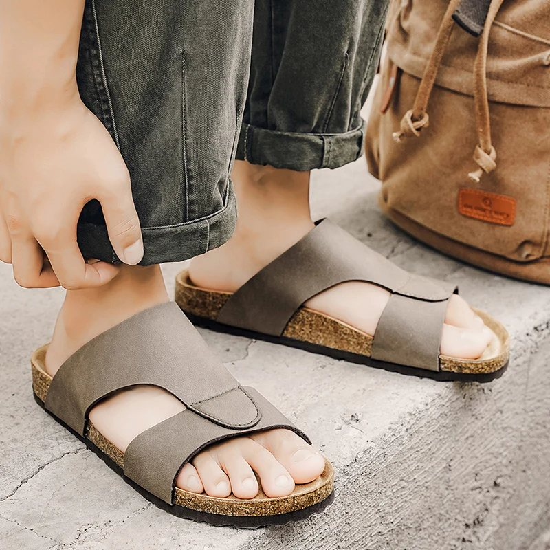 Men's Summer Cork Clogs, Anti-slip Casual Outdoor Slides_voghion.com