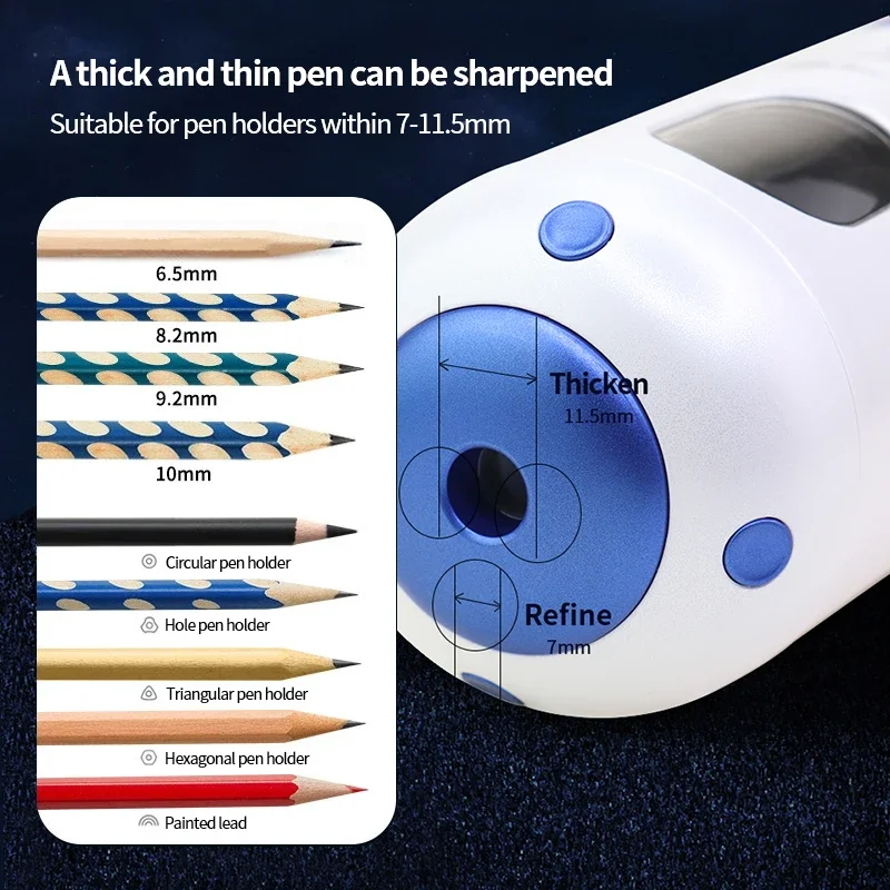 Automatic Electric Pencil Sharpener Thick/Fine Nib Tip Adjustable Single Hole Sharpener for Student Office School Stationery