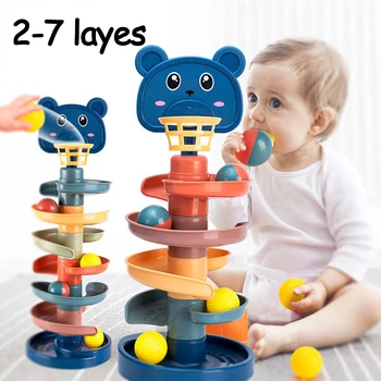 2-7 Layes Track Rolling Ball Pile Tower Early Educational Toy for Babies Rotating Track Educational Stacking Toy for Kids Gift 1