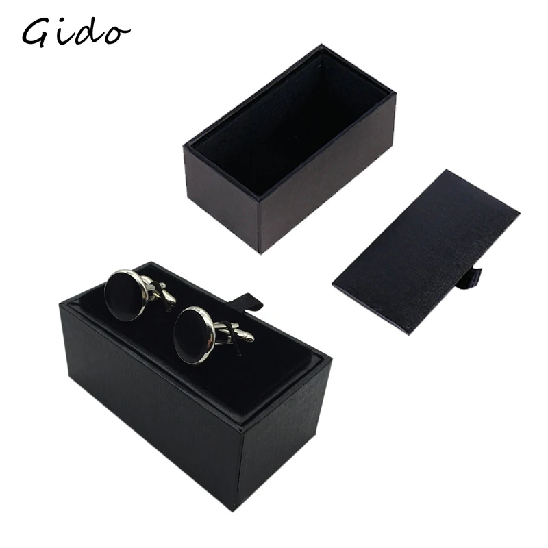 

1pc Quality Mens Cufflinks Package Casket Black Leather Cufflinks Jewelry Storage Organizer Gift Box Case Holder