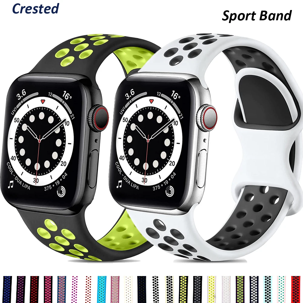 애플 워치 밴드용 실리콘 스트랩, 통기성 스마트 워치 밴드 팔찌, 아이워치 3 4 5 6 se 밴드, 44mm, 40mm, 38mm, 42mm, 40mm, 44mm