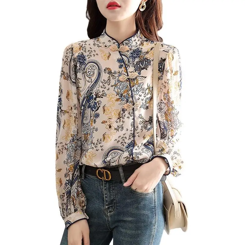 Women chinese shirt women satin blouse