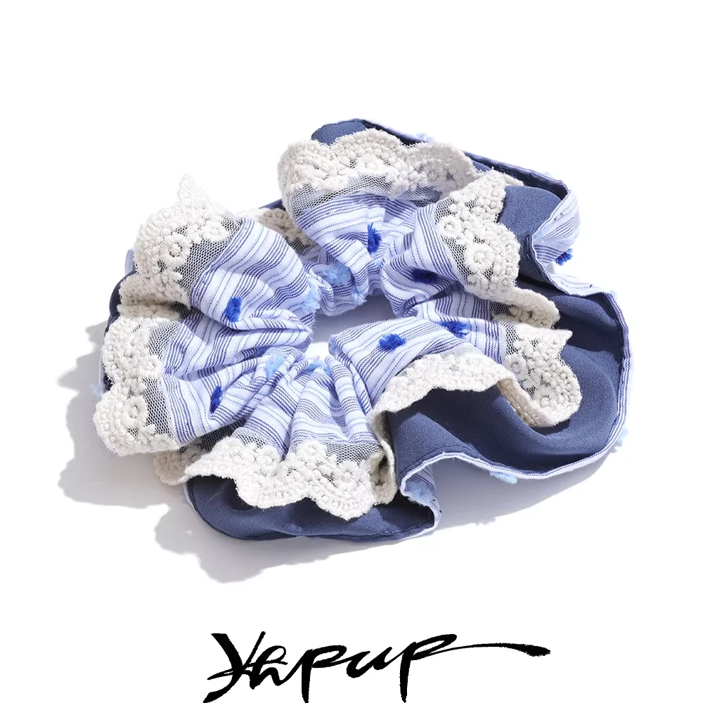 Yhpup Summer Embroidered Flower Lace Hair Scrunchies Headbands