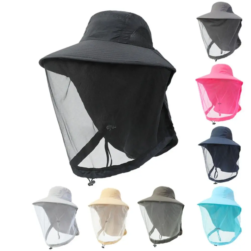 Men Women Outdoor Jungle Farm Fishing Sun Cap Insect Proof Cap Bucket Hat Mosquito Hat