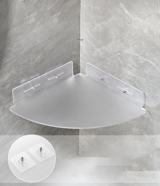 Fadilo Acrylic Corner Shower Caddy Shelf, Adhesive Wall Mounted