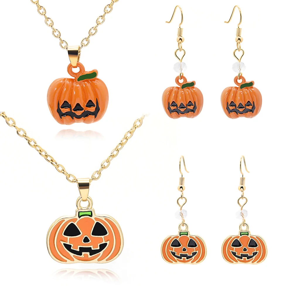 

Halloween Pumpkin Ghost Magic Hat Cartoon Earrings Necklace Pumpkin Necklace Key Rings Pendant Colorful Pendants Halloween Gift
