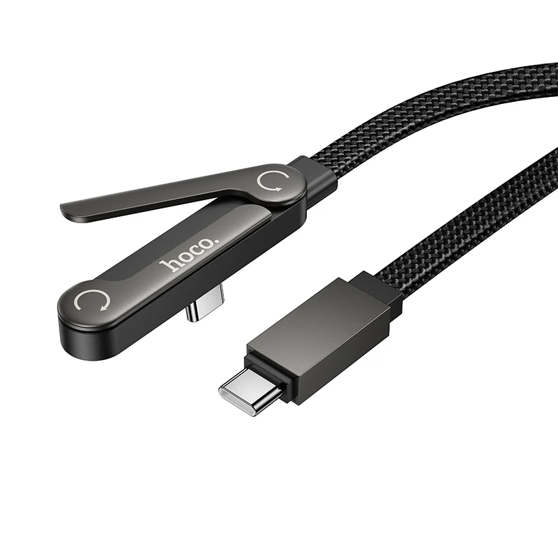 HOCO 60W 2in1 USB C to C 고속 충전 접이식 폰 홀더 데이터 케이블 (아이폰 17, 16 호환) 데스크탑 브래킷 유선 케이블 (삼성 호환)