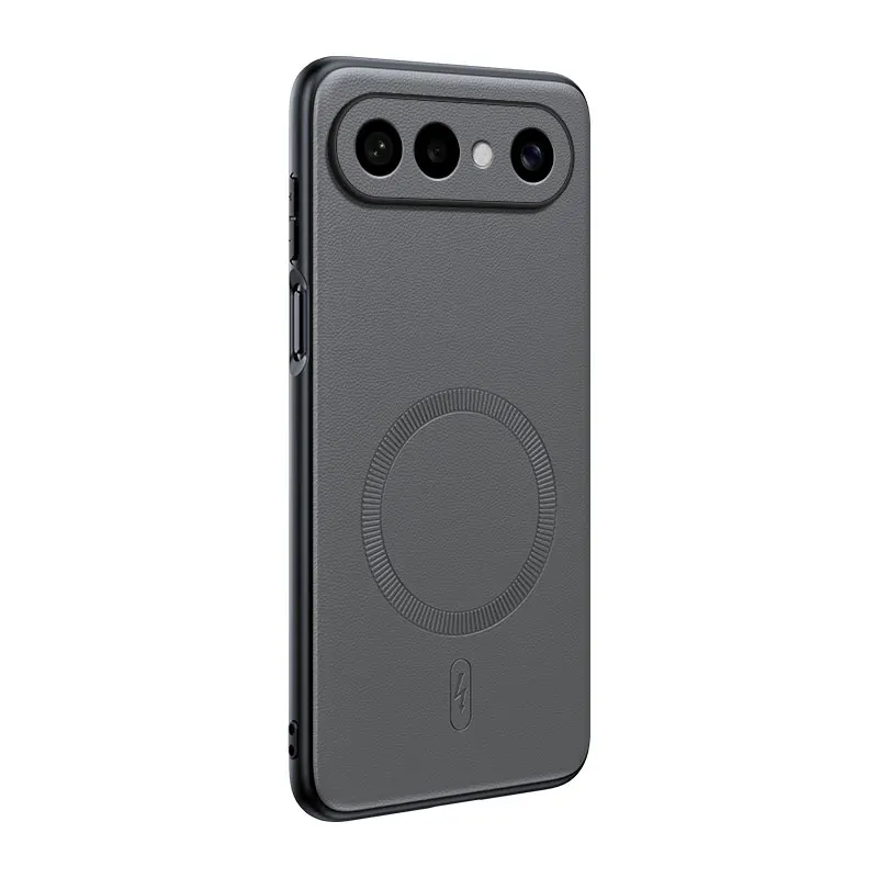 Camera Protection Leather Texture Case with Magnetic Wireless Charging - Slim and Stylish Design