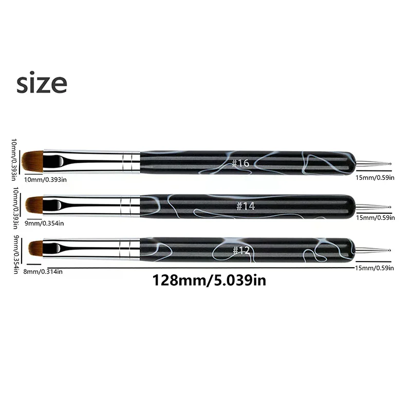 1/4 PCS French Nail Art Brush Dual End Nail Art Dotting Pen Acrylic Drawing Rhinestone Gel Painting Wooden/Acrylic Handle