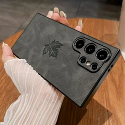 Luxury Maple Leaf Sheepskin Phone Case - S22 (BK)