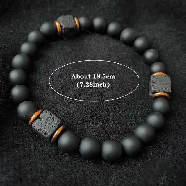 Bracelet en pierre volcanique pour hommes, 1 pièce, avec Agate noire carrée, bijoux à la mode adaptés à la thérapie magnétique des messieurs modernes 2 Bracelet en pierre volcanique pour hommes, 1 pièce, avec Agate noire carrée, bijoux à la mode adaptés à la thérapie magnétique des messieurs modernes 2