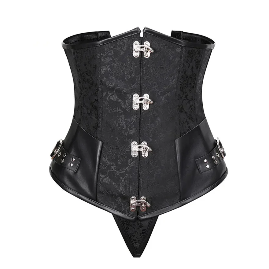 Steampunk Faux Leather brązowy damski pas wyszczuplający w talii spiralny stalowy gorset z fiżbinami gorset Waist Trainer seksowna bielizna pas wyszczuplający