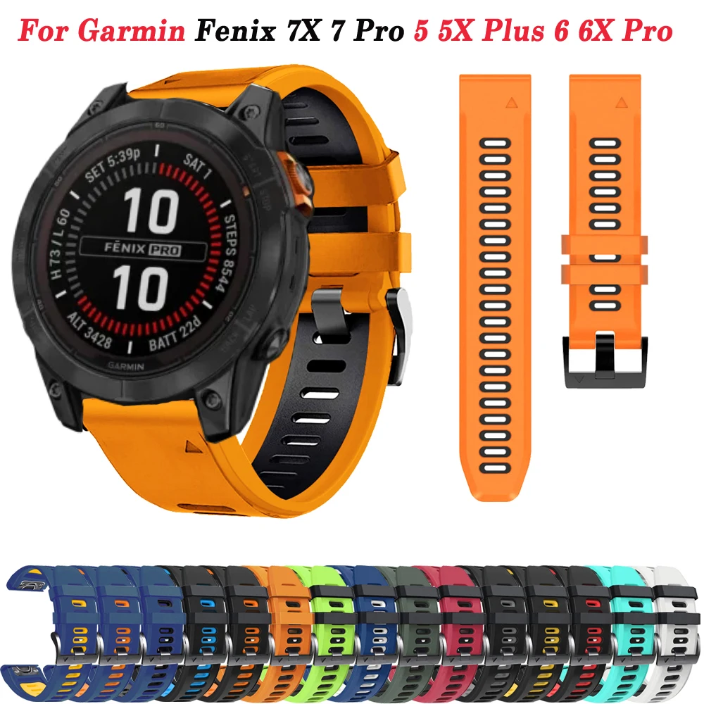 

Ремешок силиконовый для наручных часов Garmin Fenix 7 7X Pro 6X 6 Pro 5 5X Plus 3HR