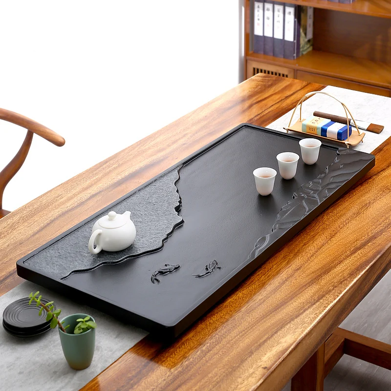 

Stone Decorative Tea Tray Drainage Luxury Serving Storage Tray Vintage Creative Plateau De Service Tea Table Accessories MZY