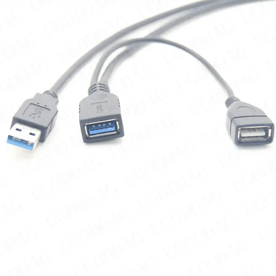 Usb 3.0 Fêmea para Dupla Usb Macho com Dados de Energia Extra y Cabo de Extensão Usb um Fêmea Dois Macho Cabo de Carregamento de Dados 30cm - Imagem 4