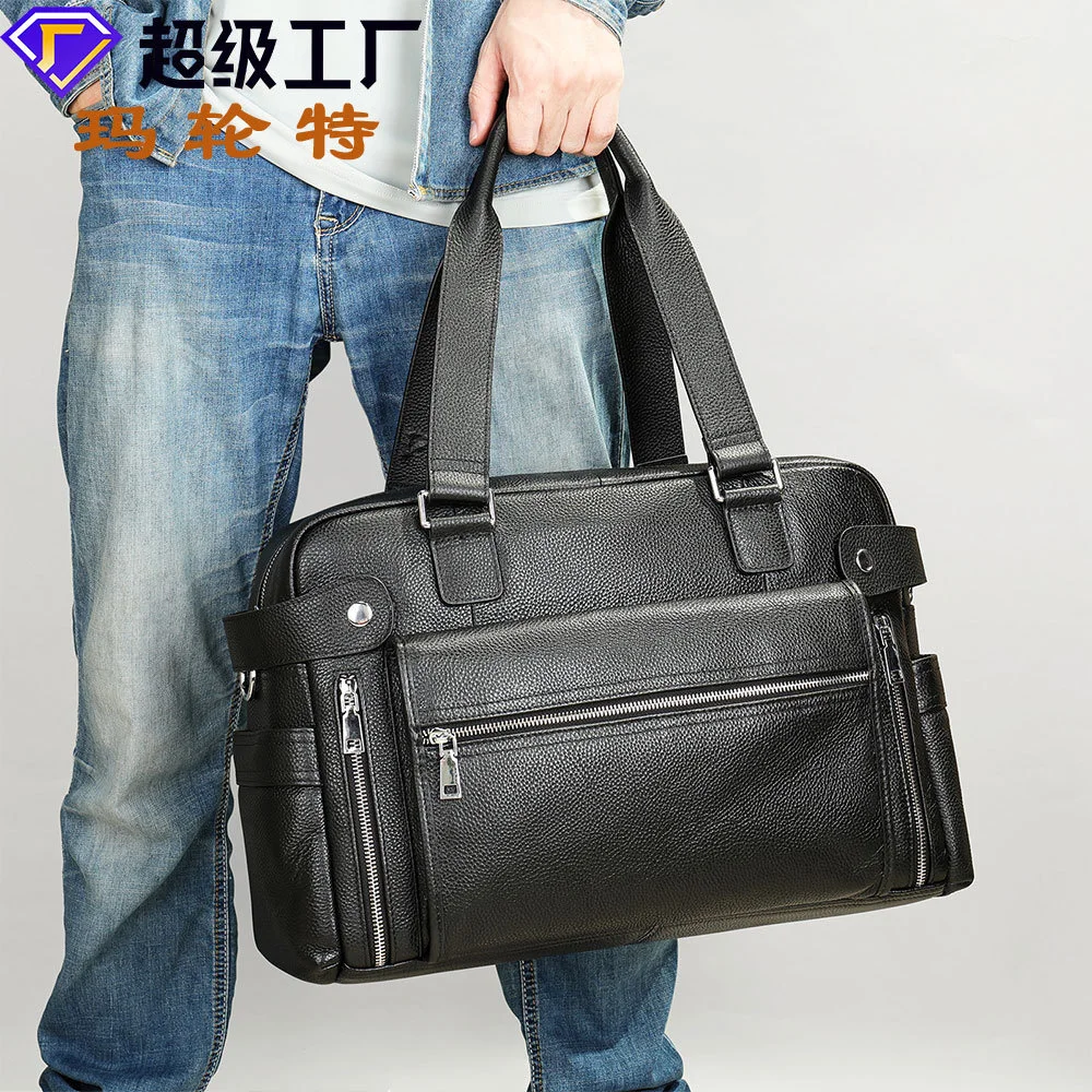 

Maronite genuine leather men's bag, business briefcase, computer hand trip commuting cowhide travel man