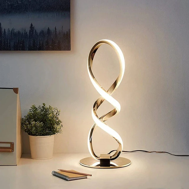 Lampe de table à lignes en spirale à LED, lampe de bureau décorative  moderne pour étude, chambre à coucher, chevet, salon, salle à manger,  luminaire domestique - AliExpress