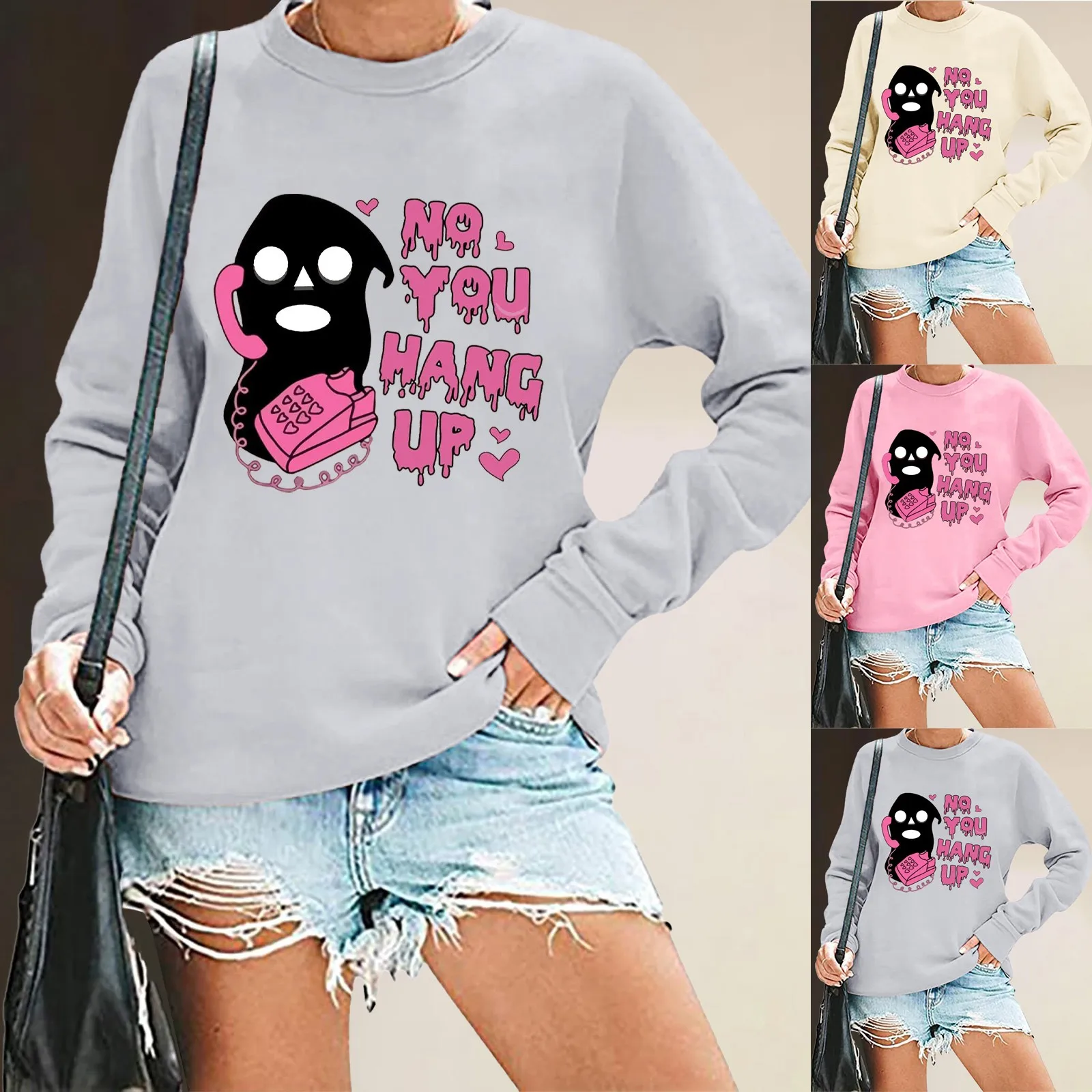 

Women Halloween Print Crewneck Casual Sweatshirts Loose Womens Clothes Sweatshirts For Teen Girls Cool Style Casual Oversize