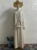 Robe musulmane Satin 2 pièces ensemble femmes fête Abaya Musulman Ensembles arabe longue Robe dubaï caftan robes Jalabiya Ramadan Eid