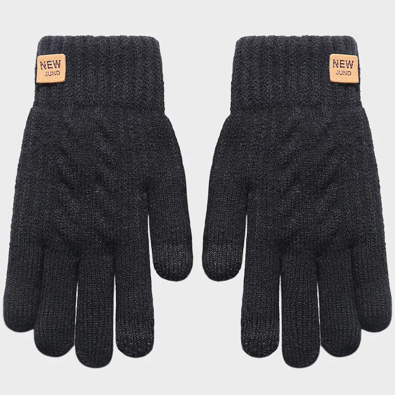 Winter Thermal Touchscreen Gloves,Unisex Double-Layer Fleece-Lined Windproof Cold-Resistant Knit Gloves for Cycling,Outdoor