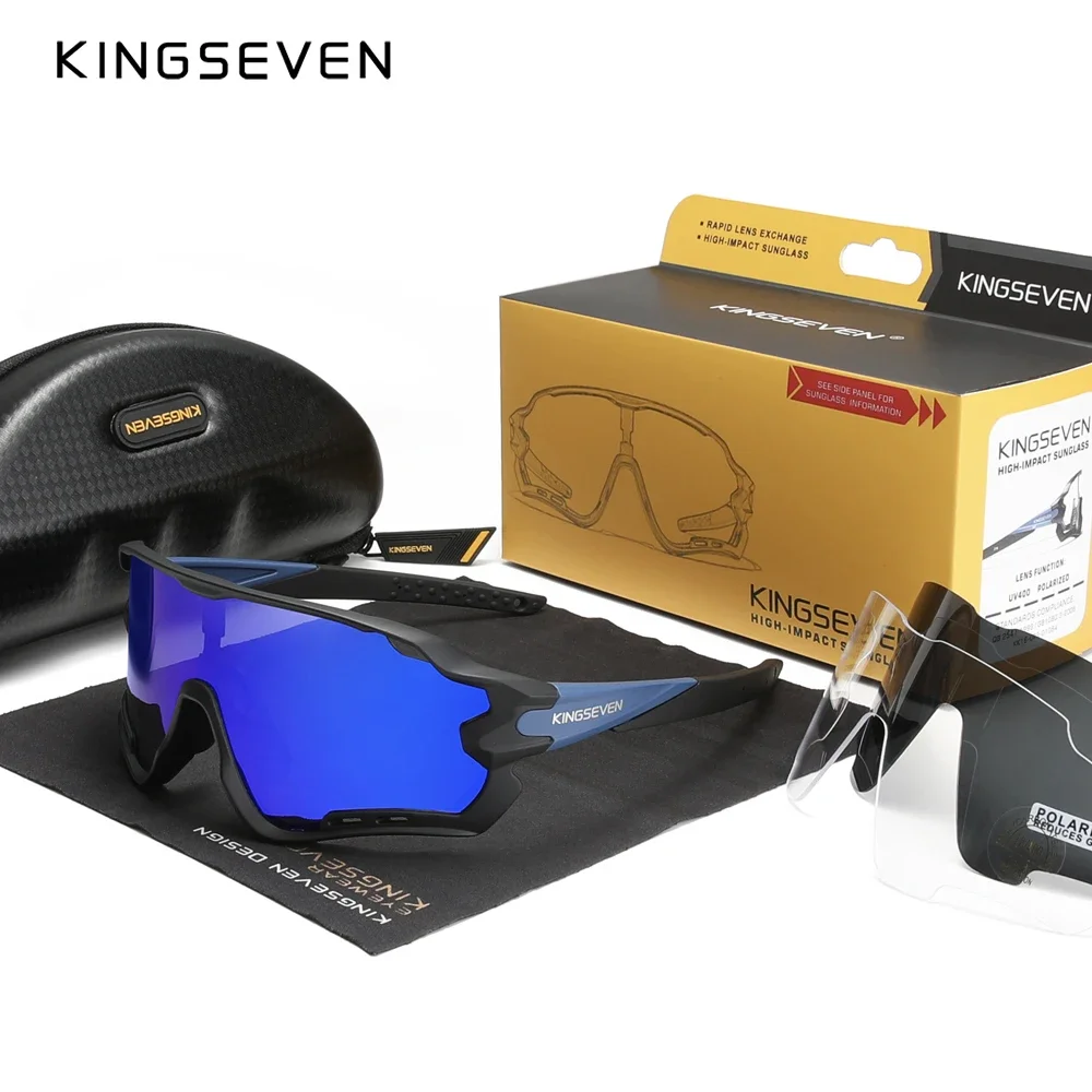 KINGSEVEN 스포츠 남성 선글라스, 자외선 차단 편광 산악 자전거 사이..