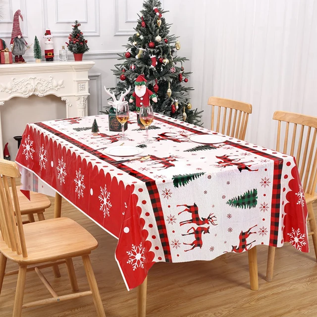 Christmas Theme Party Tablecloth Disposable Pe Tablecloth Party Venue Layout Decorations Christmas Decoration Table Cloth 1