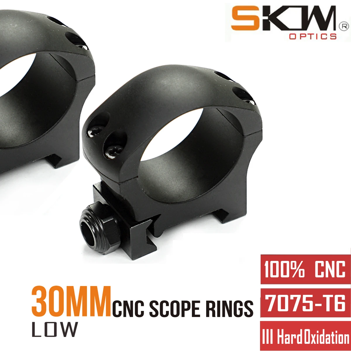 SKWGEAR 30mm Scope Rings Low 7075 -T6 Mount Fit Picatinny CNC