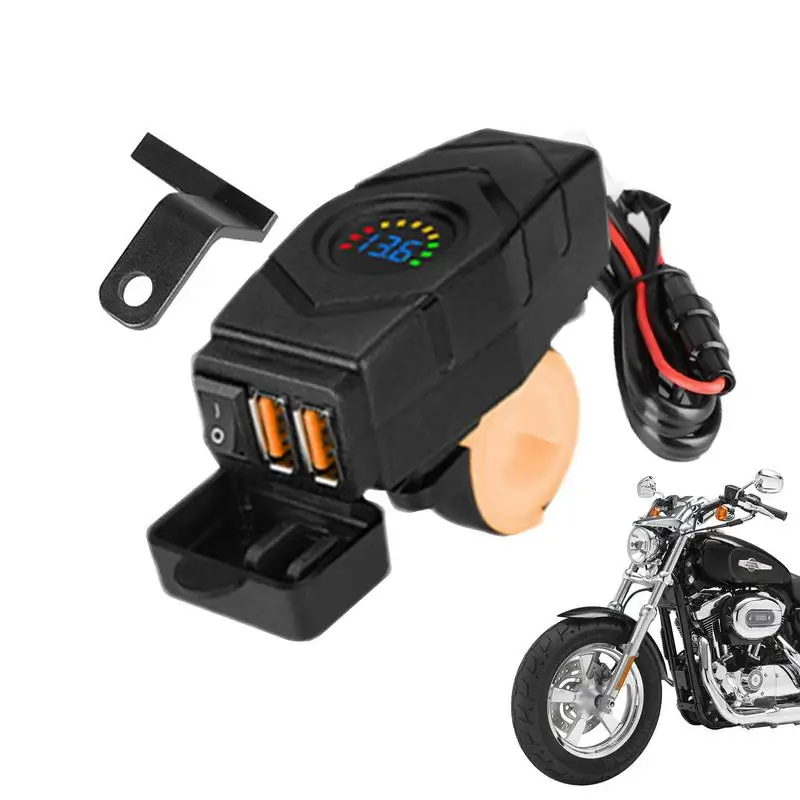 

Motorcycle Dual USB Charger Double Port Power Adapter Double Port Charging Accessory For Mobile Phone Tablet And GPS