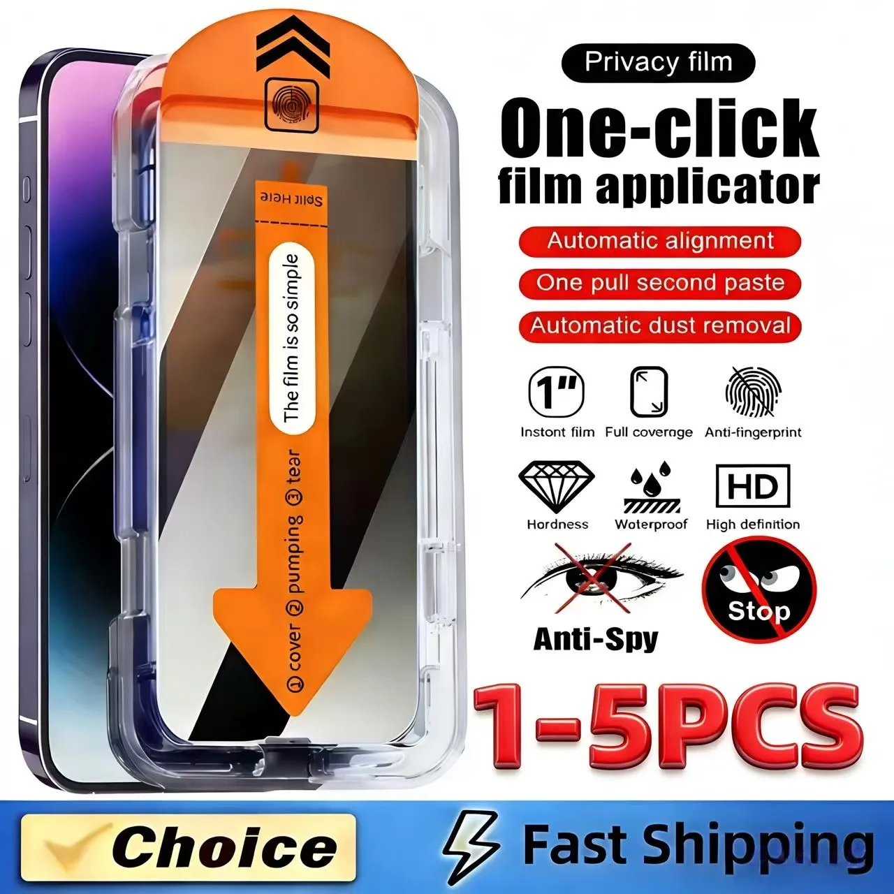 1~5枚入り ダストフリー装着 プライバシースクリーン保護フィルム 強化ガラス iPhone 17 ProMax 16 Plus 11 15 17 Air 14 Plus 12 13 Mini XR対応