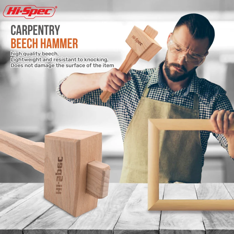 Hi-Spec Wood Beech Hammer Pounder Replacement Wood Mallets Mallet Crab Lobster Seafood Kids Toys Wood Craft for Gift 2