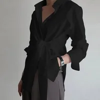 Slim Button White Shirt Women Fashion Tops Office Lady Shirt Loose Long Sleeve Blouse Female Ruched Lace Up Solid Blouse 18659 - Image 4