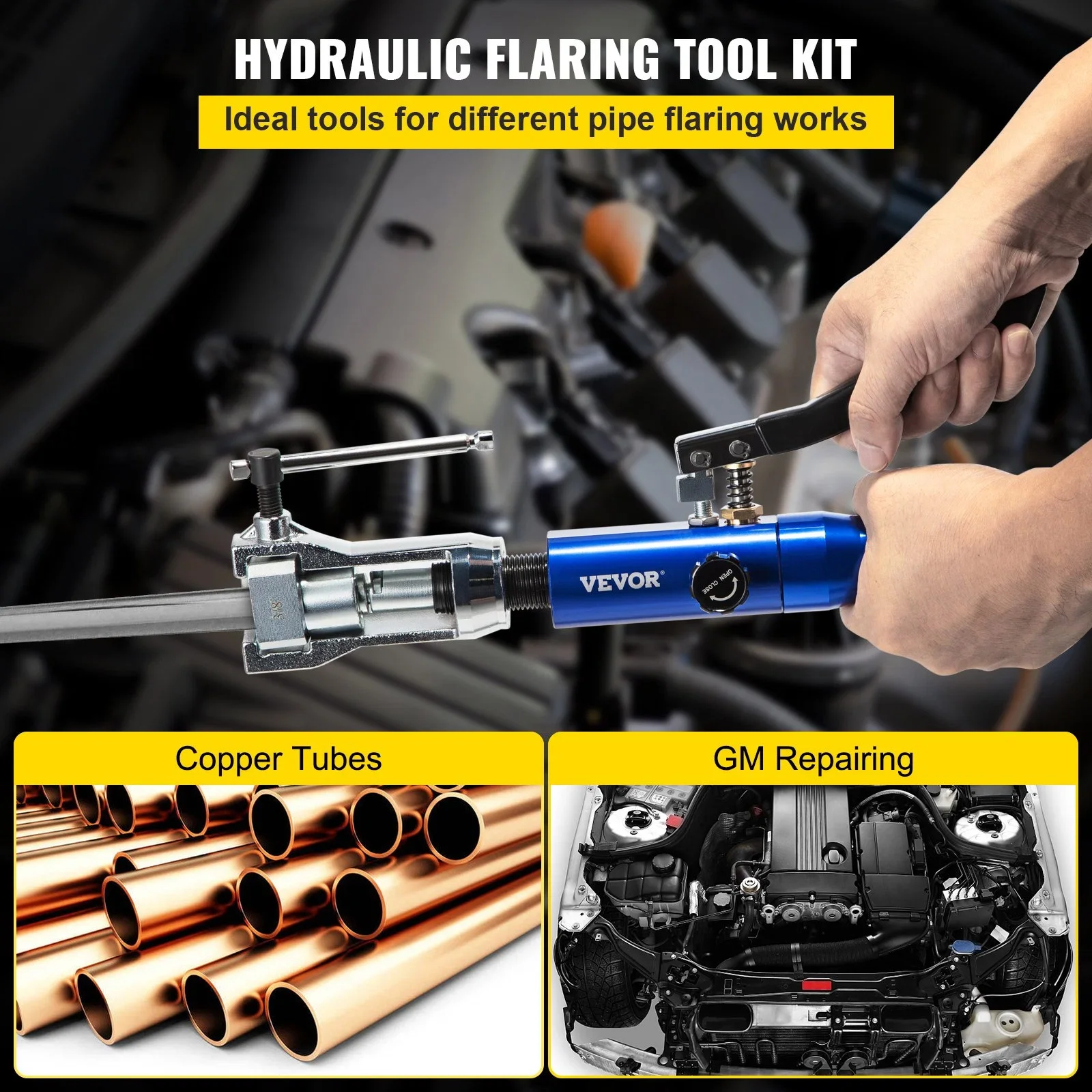 Hydraulic Flaring Tool Kit 3/16"-1/2" 45° Double Brake Flare Tool with Tube Cutter and Deburrer 32 PCS Tube Flaring Tools 2