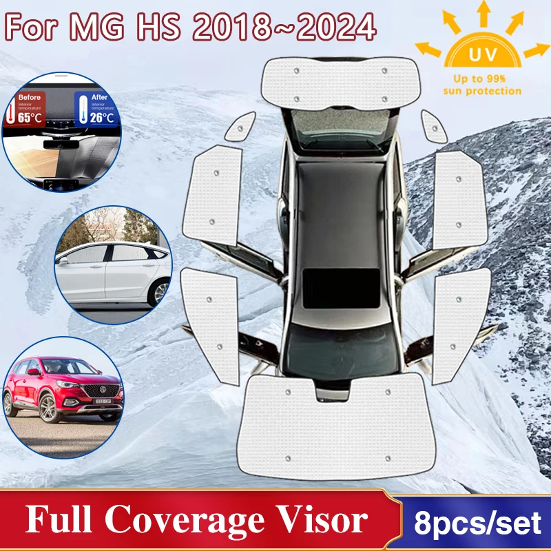 

For MG HS Accessories 2023 Plug-in EHs Phev 2018~2024 Full Windshield Full Surround Sunshades Side Window Visor Car Accessories